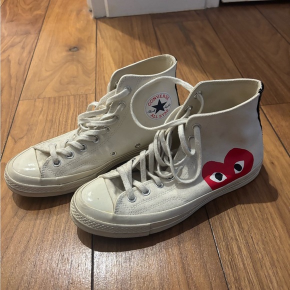 Converse Comme de Garçons High-Top Sneakers with Heart Design - Picture 3 of 5